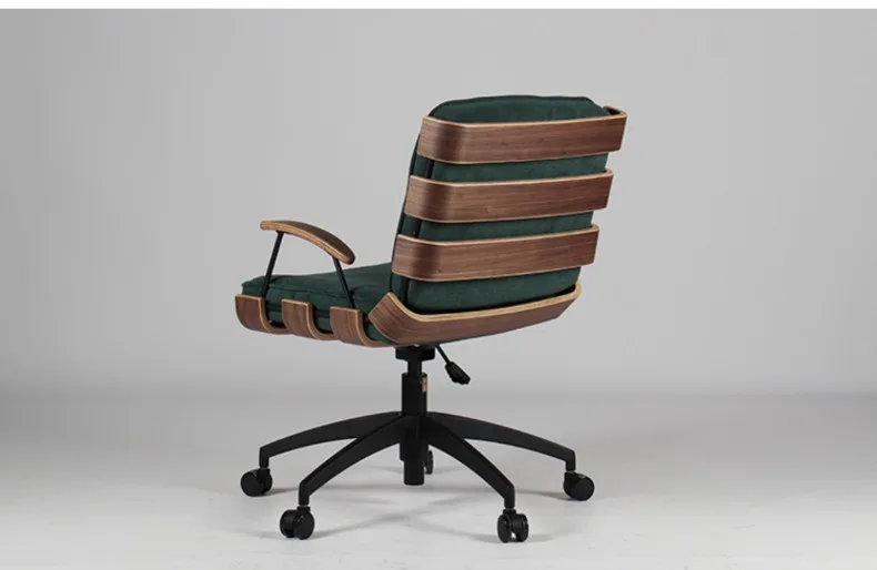 Rotating Lifting Office Chair, Study Retro Walnut Computer Chair, Living Room Leisure and Comfortable Backrest Chair