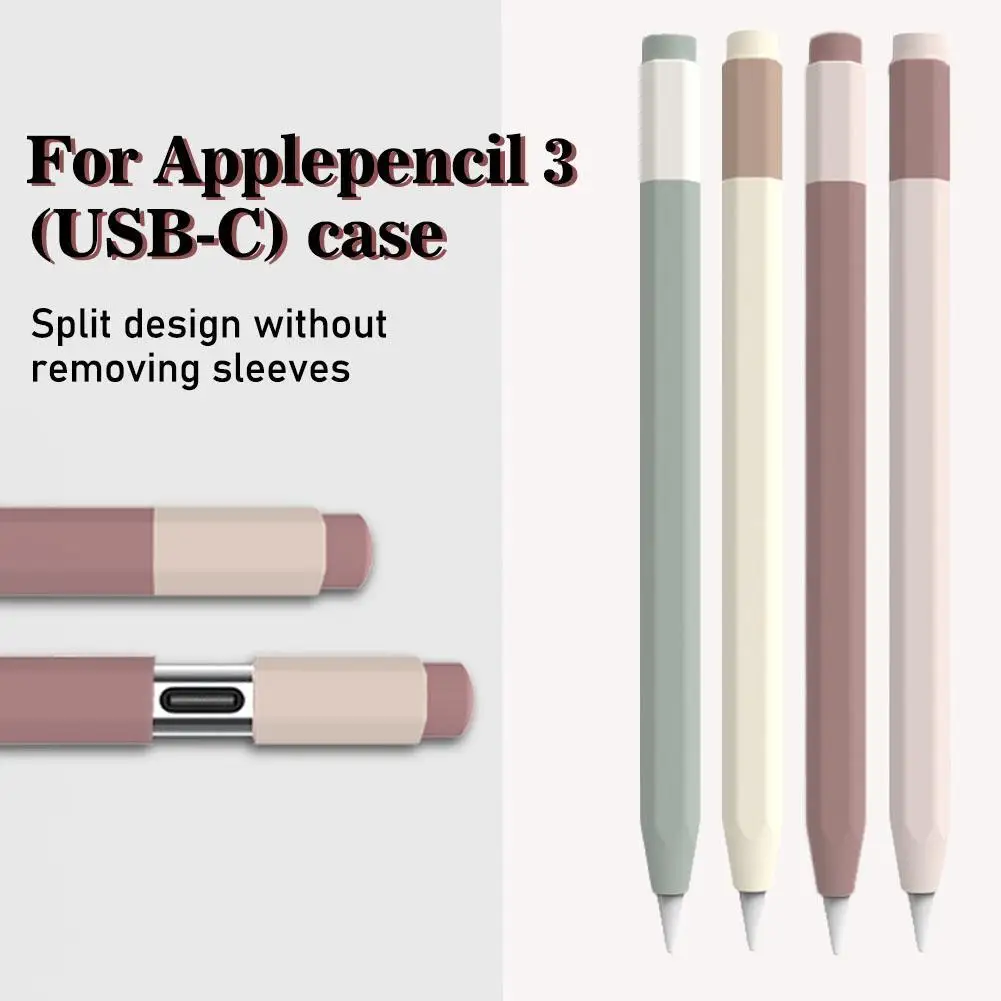 

Silicone Pencil Case For Apple Pencil 3 Tablet Touch Stylus Cover Portable USB C Split Design Protective Cover