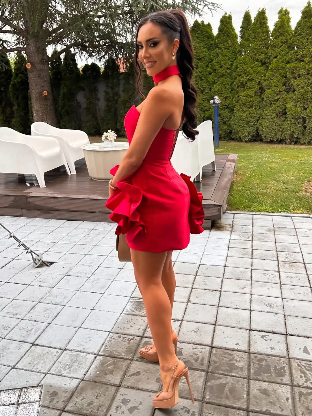 Radia May Customized Sexy Red Short Prom Dress Sweetheart Ruffles Satin Cocktail Party Gowns BP126 5