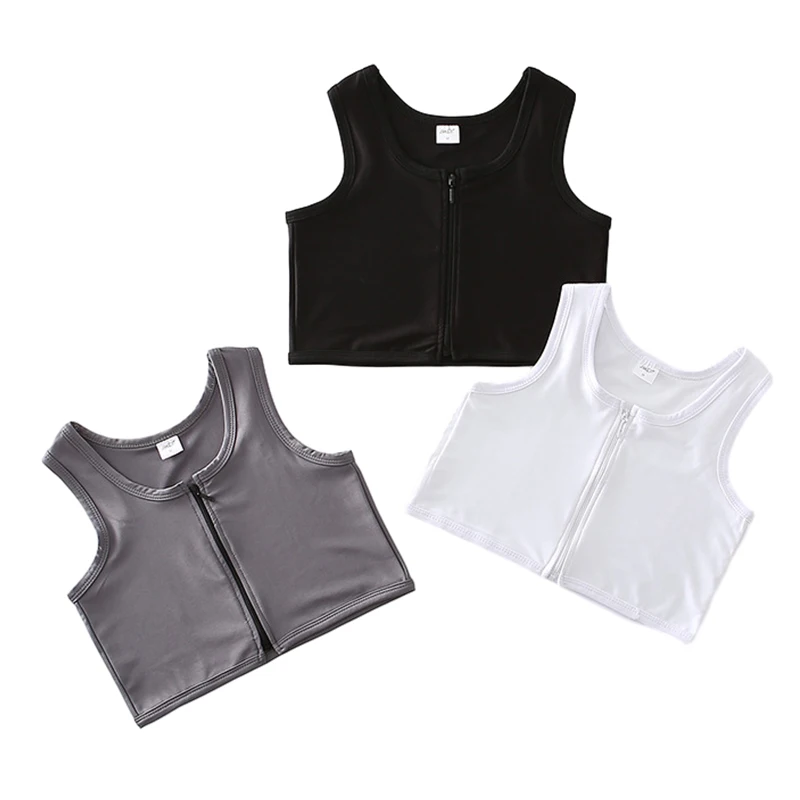 Women Chest Breast Binder Short Vest Tops Tomboy Chest Binder Corset Underwear Tank Tops Zipper Flat Breast Slim Shaper