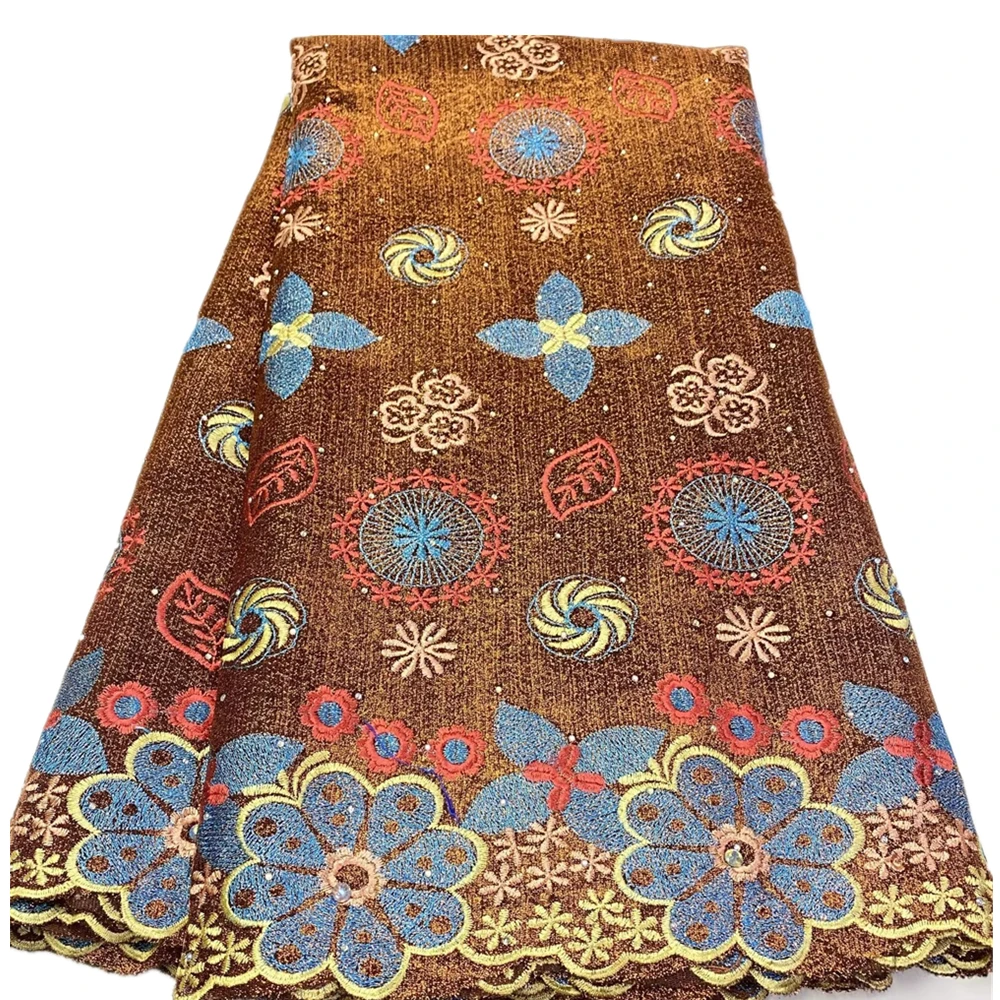

High Quality Bright Textiles Polyester Double-layer Bright Silk Fabrics For Dresses 5 Yard