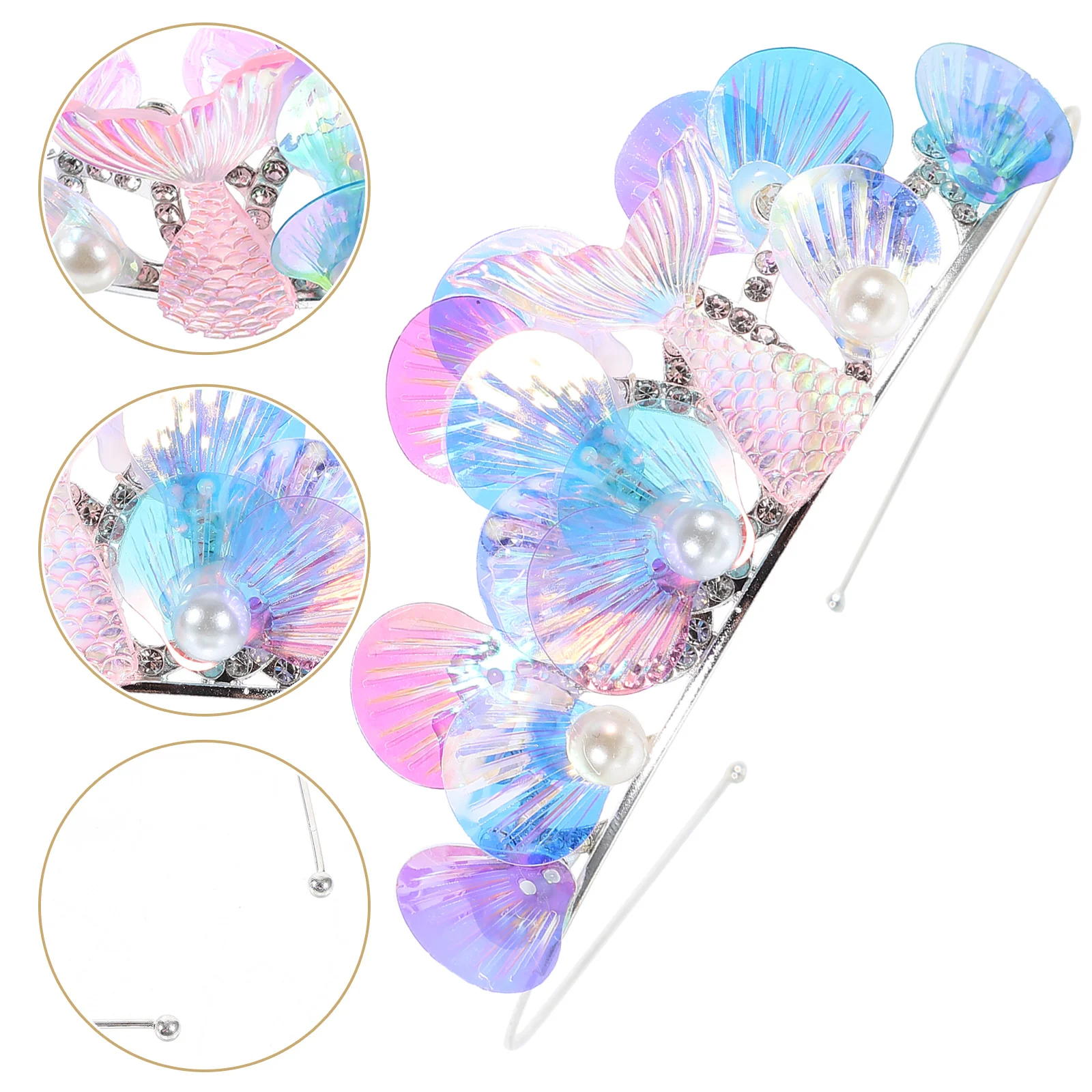 

Girl Tiara Lovely Headband Mermaid Rhinestone Tiara Cosplay Headband Accessory