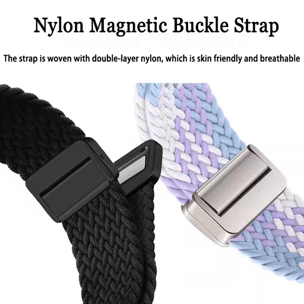 Magnetic Clasp Braided Nylon Bracelet Strap, 20/22mm