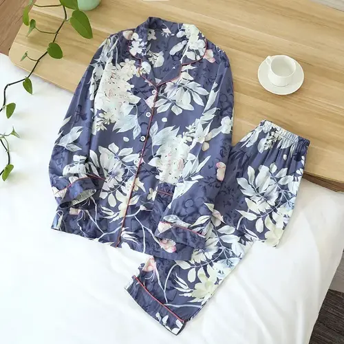 Spring / Summer New 100% viscose long-sleeved trousers ladies pajamas suit 3XL plus size long Sleepwear women's home Nightwear - Image 13