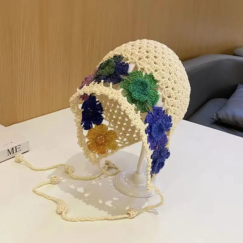 

Hat Vintage Fashion Casual Elegant Streetwear Hollow Out Ethnic Style Tassel Knitting Bonnets Hats for Women Fairycore Caps