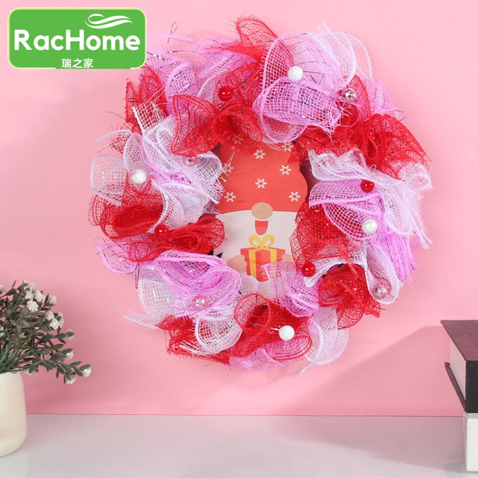 

Креативный декоративный венок для домашнего фестиваля, украшение на День святого Валентина, настенное украшение для дома, розово-красный дверной висячий венок, 30 см