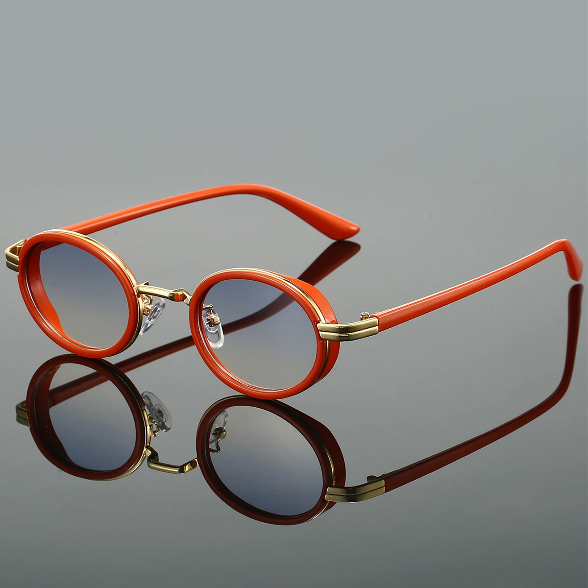 KAMMPT Vintage Punk Sonnenbrille 2024, neue Mode, ovale Metall-Gradienten-Sonnenbrille, trendiges Luxus-Markendesign, stilvolle Farbtöne