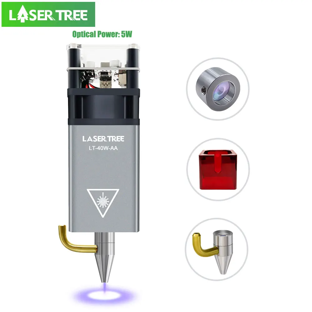 

LASER TREE 5W Optical Power Laser Head 450nm Blue Light TTL with Air Assist Module for CNC Laser Engraver Cutting Engraving Tool
