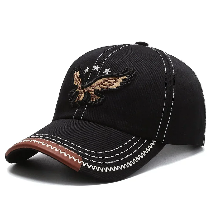 Czapka baseballowa w stylu koreańskim z haftem orła, unisex, modna czapka przeciwsłoneczna dla par, na każdą porę roku.