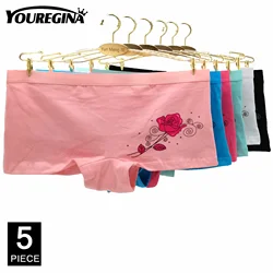 Cotton Underwear Women Girls Shorts Boxers Briefs Cute Floral Boyshorts Ladies Panties Knickers M L XL 5 Pcs/Lot