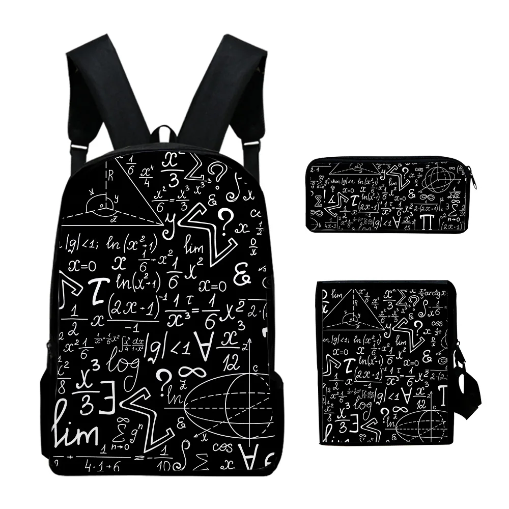 Popular Science physical chemistry Formula 3D 3pcs/Set School Bags Laptop Daypack Backpack Inclined shoulder bag Pencil Case