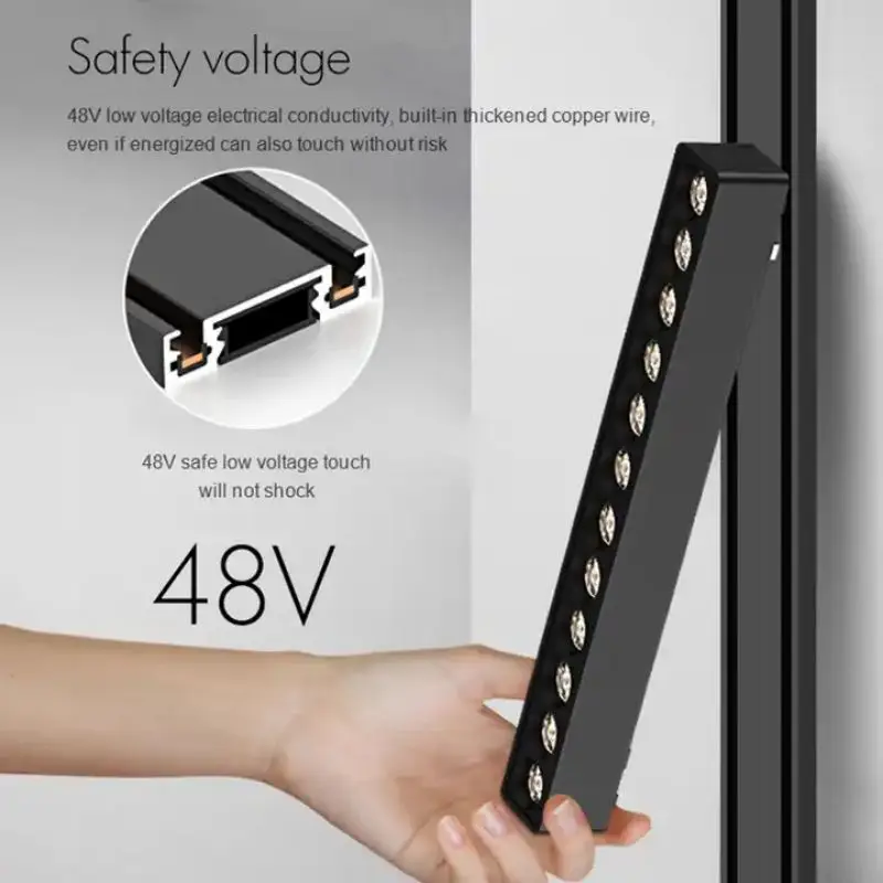 Magnetic Light Track 6MM Ultra Thin Surface Mount Ceiling Lighting Black White Slim Modern Flexible Home Magnet Track Rail 1M 2M 2