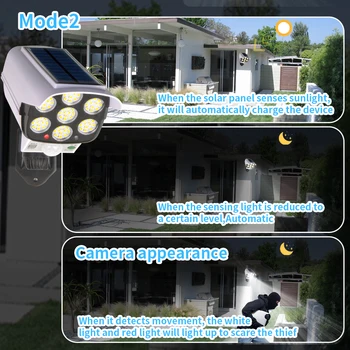 IP65 Waterproof Outdoor Solar Light Motion Sensor Security Dummy Camera Wireless Flood Light 77 LED Lamp 3 Mode for Home Garden 4