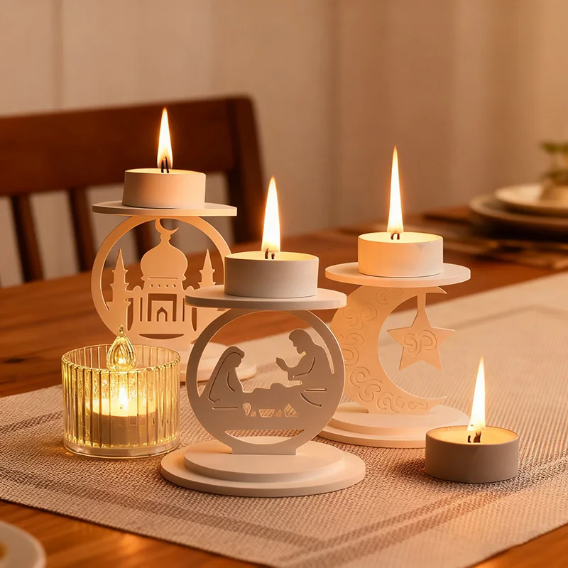 Ramadan Candle Holder Cement Concrete Silicone Mold Eid-Al-Fitr Ornament Gypsum Mould Muslim ‌Home Decoration DIY Handmade Gifts