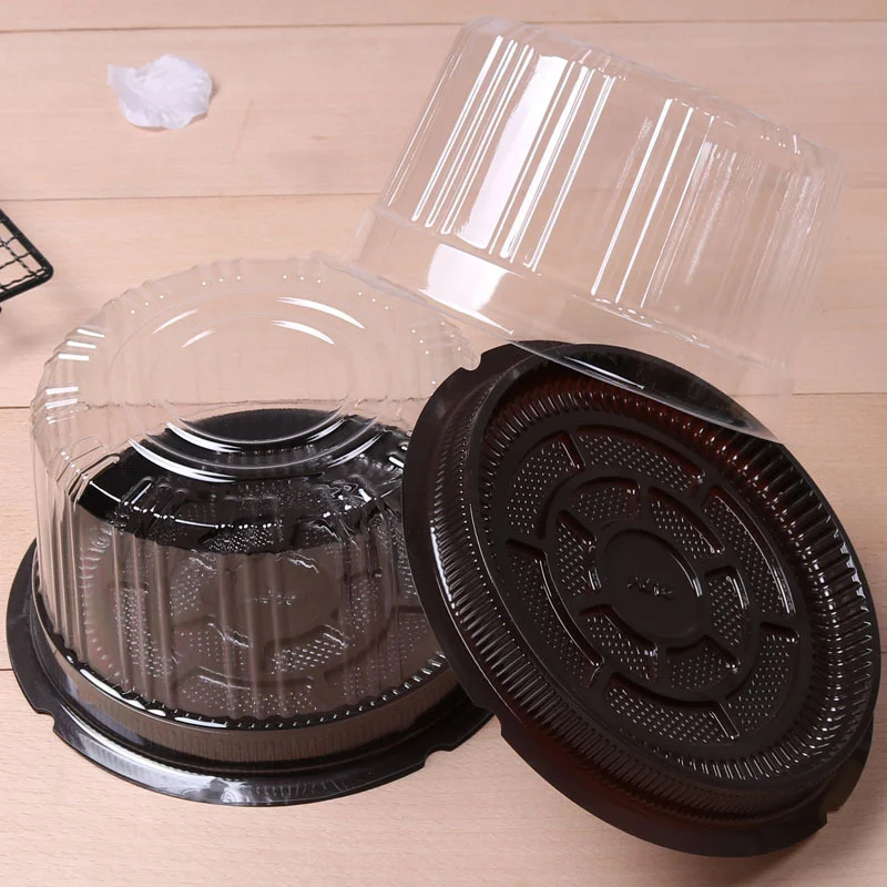 

20pcs 6 Inch Reusable Transparent Cake Box Bakery Round Shape Plastic Cake Boxes Cheese Mousse Packing Boxes Food Boxes
