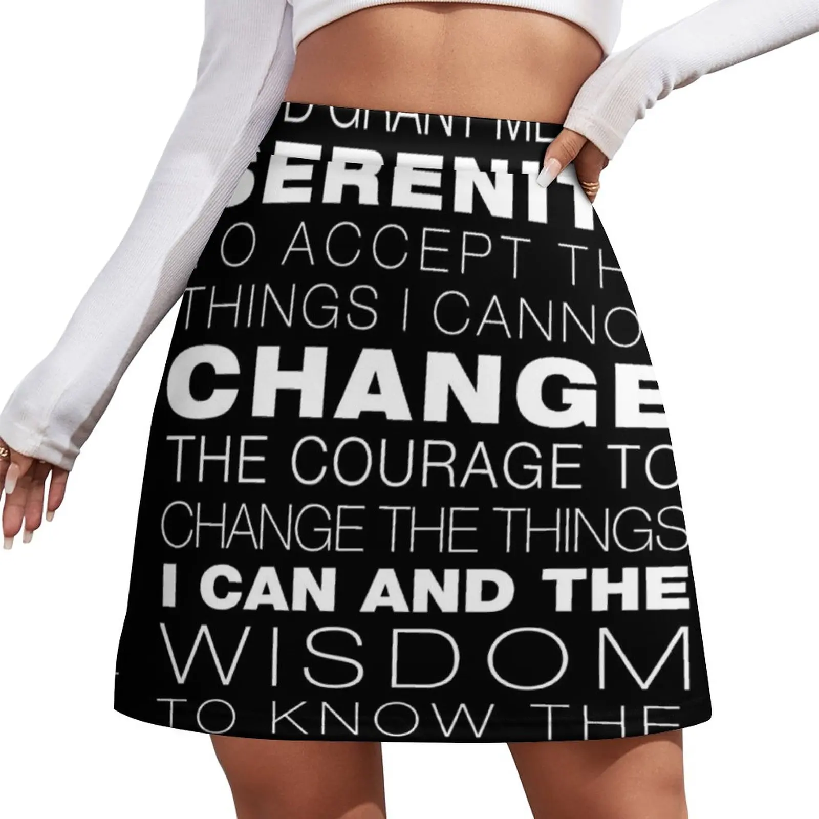 Serenity Prayer (Black Background) Mini Skirt Short women′s skirts chic and elegant woman skirt chernobyl prayer