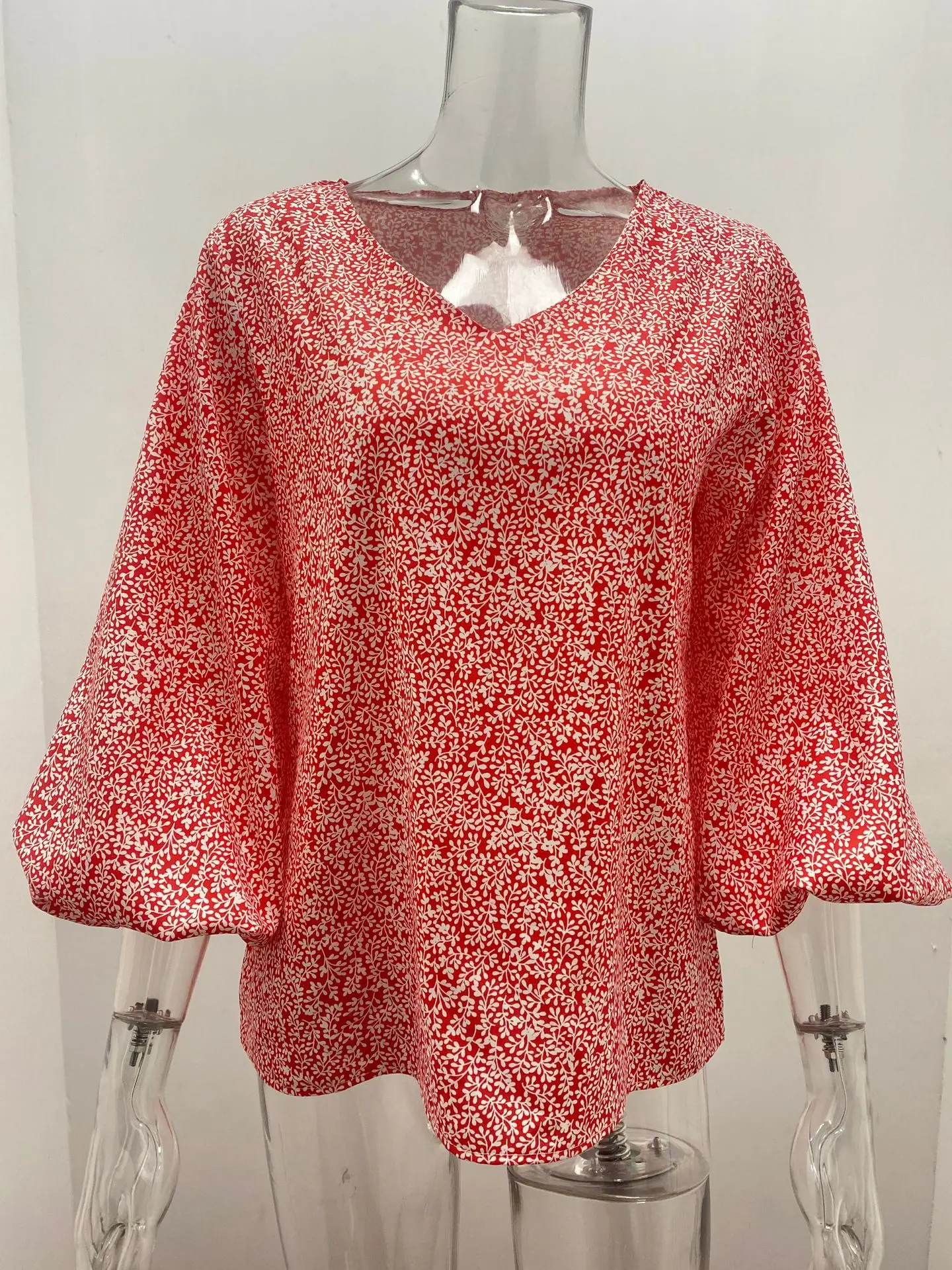 Frauen V-ausschnitt Tie Dye Leopard Print Bluse Shirts Casual Langarm Lose Pullover Bluse Tops BNS-H6651_voghion.com