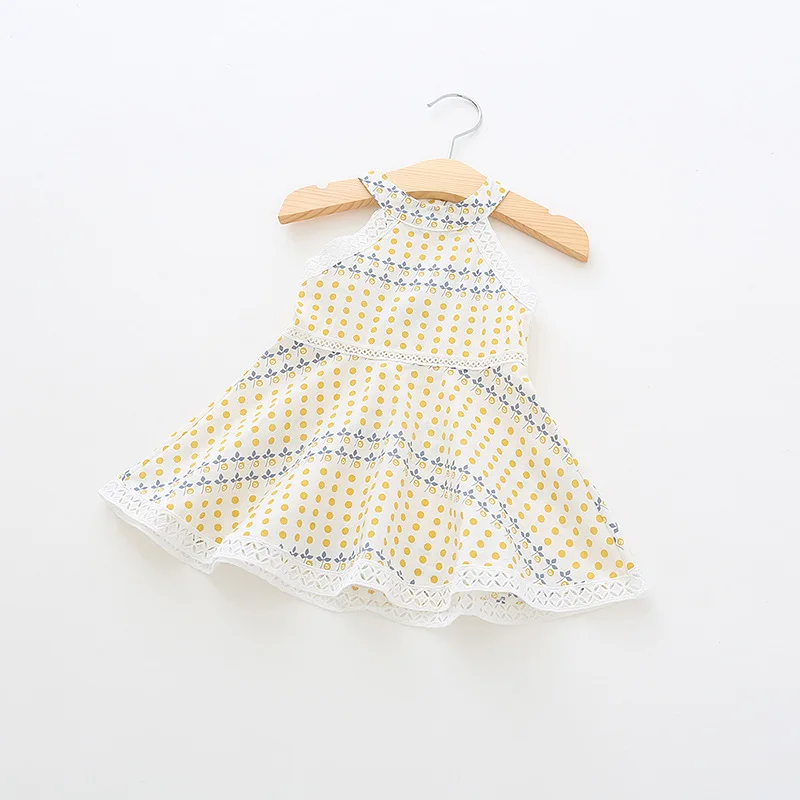 

Cute Kid Girls Summer Dress O-Neck Dot Print Hollow Out Sleeveless Vestidos 2023 New Fashion Children's Sundress