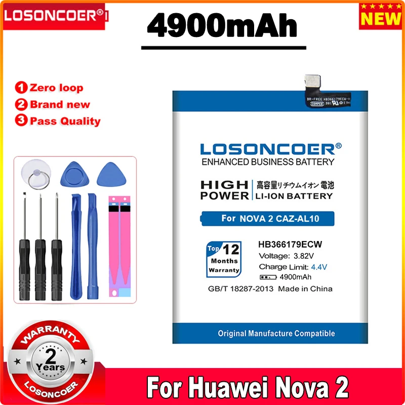 

HB366179ECW 4900mAh Battery For HUAWEI Nova 2 PIC-AL00 CAZ-AL10 CAZ-TL00 Nova2 PIC-TL00 PIC-L29 PIC-LX9 PIC-L09 Phone Battery