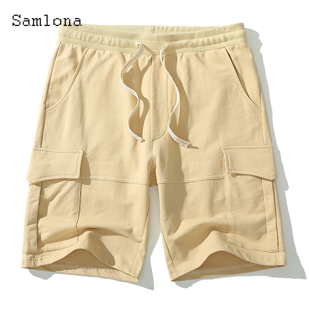 

Men Fashion Stand Pocket Shorts Sexy Elastic Waist Half Pants 2022 Casual Beach Shorts Khaki Gray Male Clothing