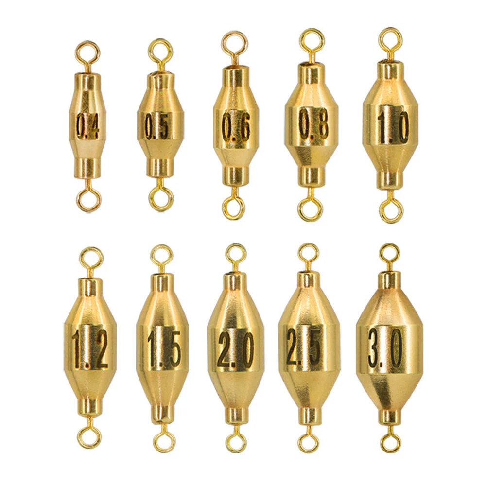 

10 шт./партия, латунные грузила для морской рыбалки, 1,6-11,3 г
