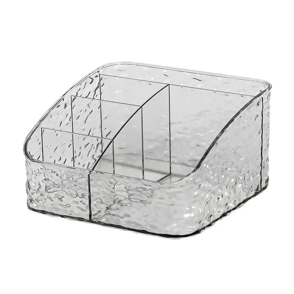 Elegant Acrylic Water Ripple Makeup Organizer - Large Vanity Storage Box for Cosmetics and Skincare Essentials, Clear Display