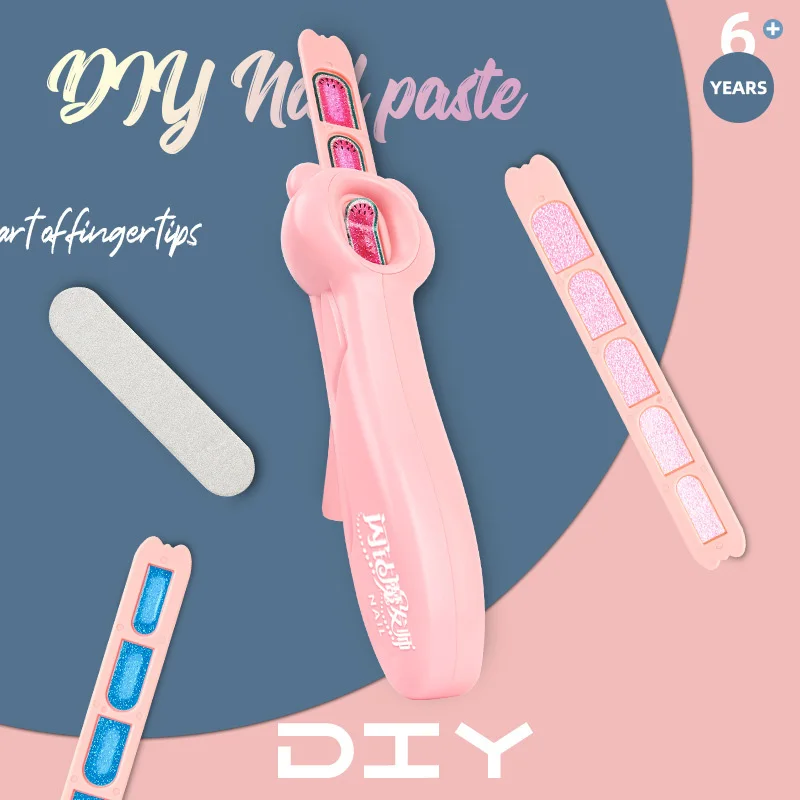 Girl Nail Machine Princess Girl Makeup DIY Nail Art Stickers Set Non-Toxic Polish Decorations Kid Fashion Makeup Toys Gift