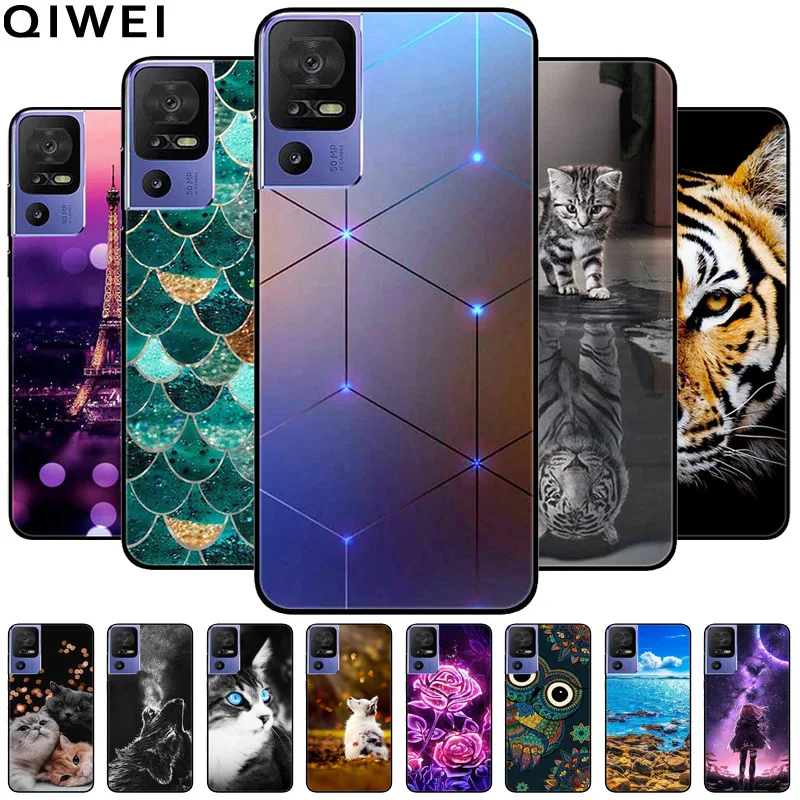 Per Tcl 40 Se Custodia Morbida In Silicone Cute Cats Cover Antiurto Per Tcl 40 Se Tpu Coques Cartoon Funda On Per Tcl 40Se 6156A 6.75''