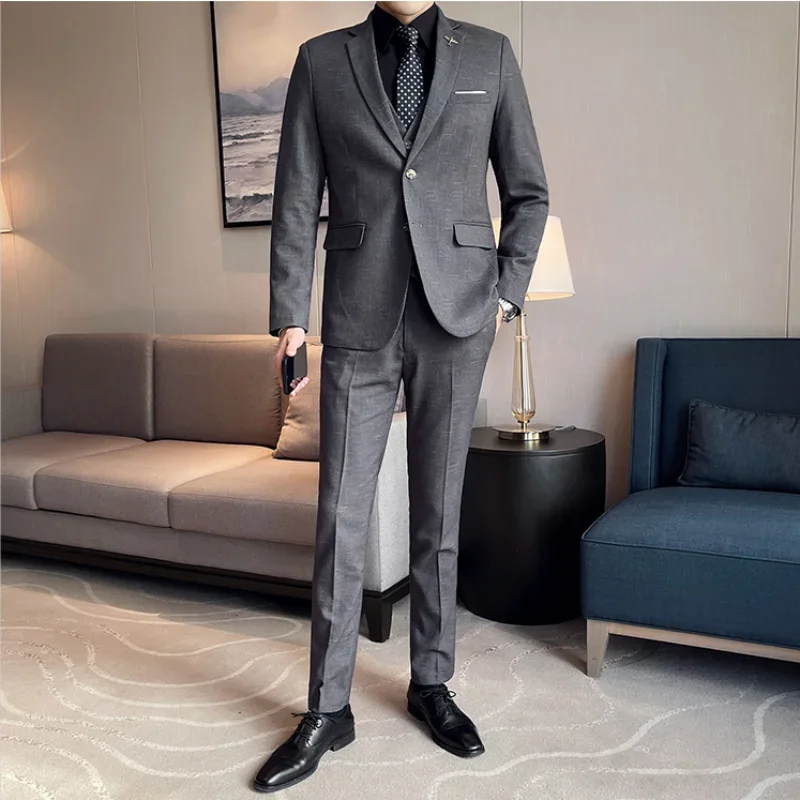 Men Wedding Suit suit Vest Trousers Fashion Business Professional Suit Best Man Groom Wedding 3/2 Piece Set mens suit