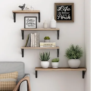Farmhouse Floating Wall Shelves Set 5