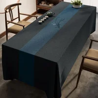 211sy Large conference tablecloth with Chinese embroidery cotton linen solid color tea tablecloth 1