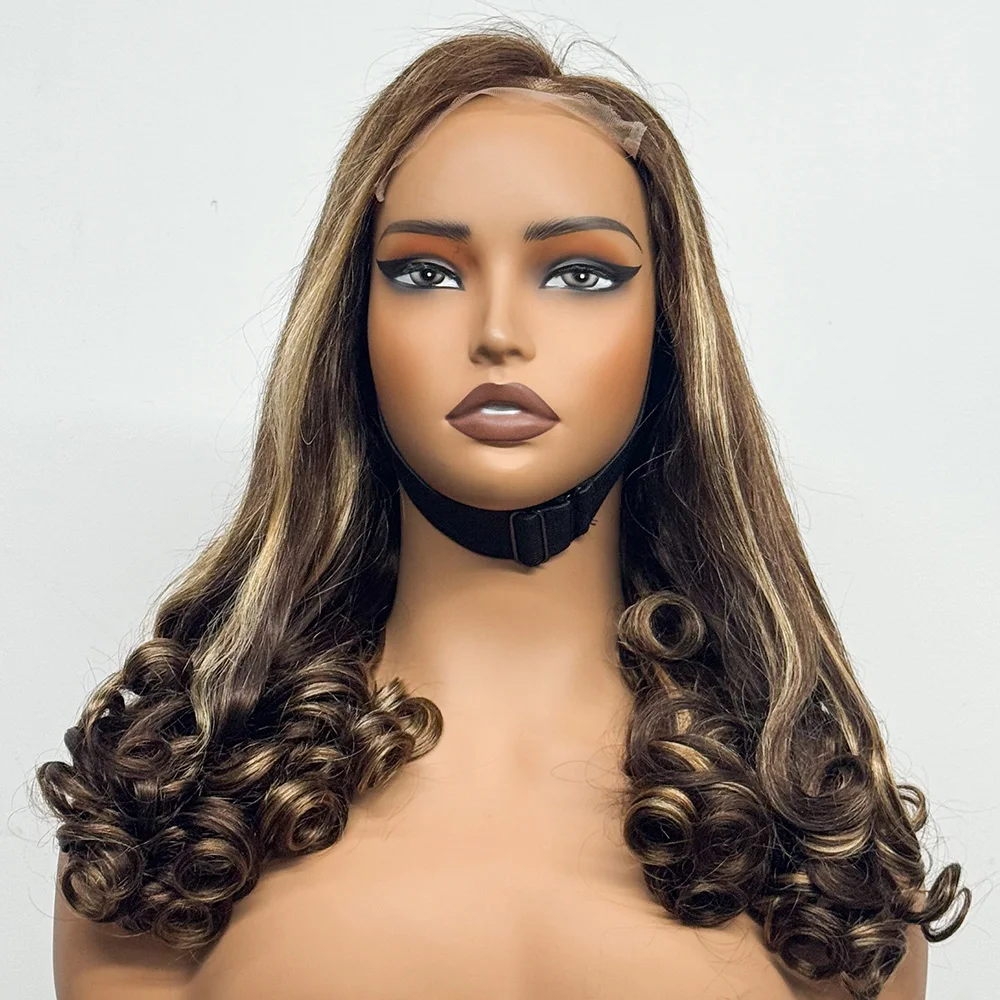 300% Density Glueless Wig 5X5 Transparent Lace Frontal Closure Wig Spiral Curl Side Part Human Hair Wig Loose Curly Wigs 22Inch