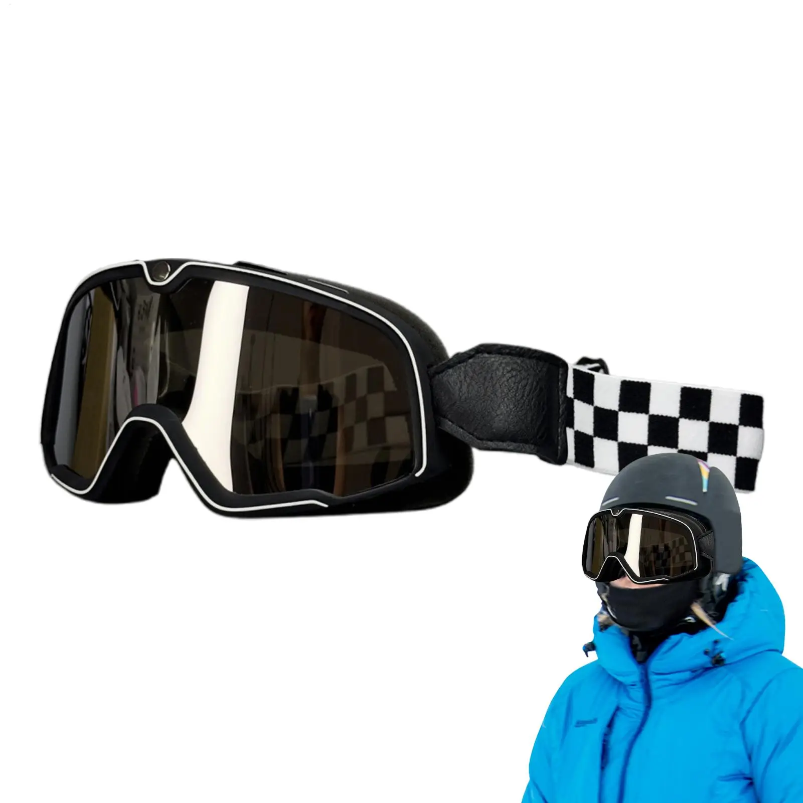 Staubdichte Motorradbrille, Vintage-Staubdichte Rennbrille, ATV-Skibrille, winddichte Dirtbike-Brille, passend für Helm für Erwachsene – Detail 7