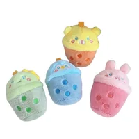 Wholesale 40pcs/lot 10cm cartoon animal Dog Rabbit Plush keyring Toys cute Milk Tea Cup Stuffed Pendants keychain Gifts 1