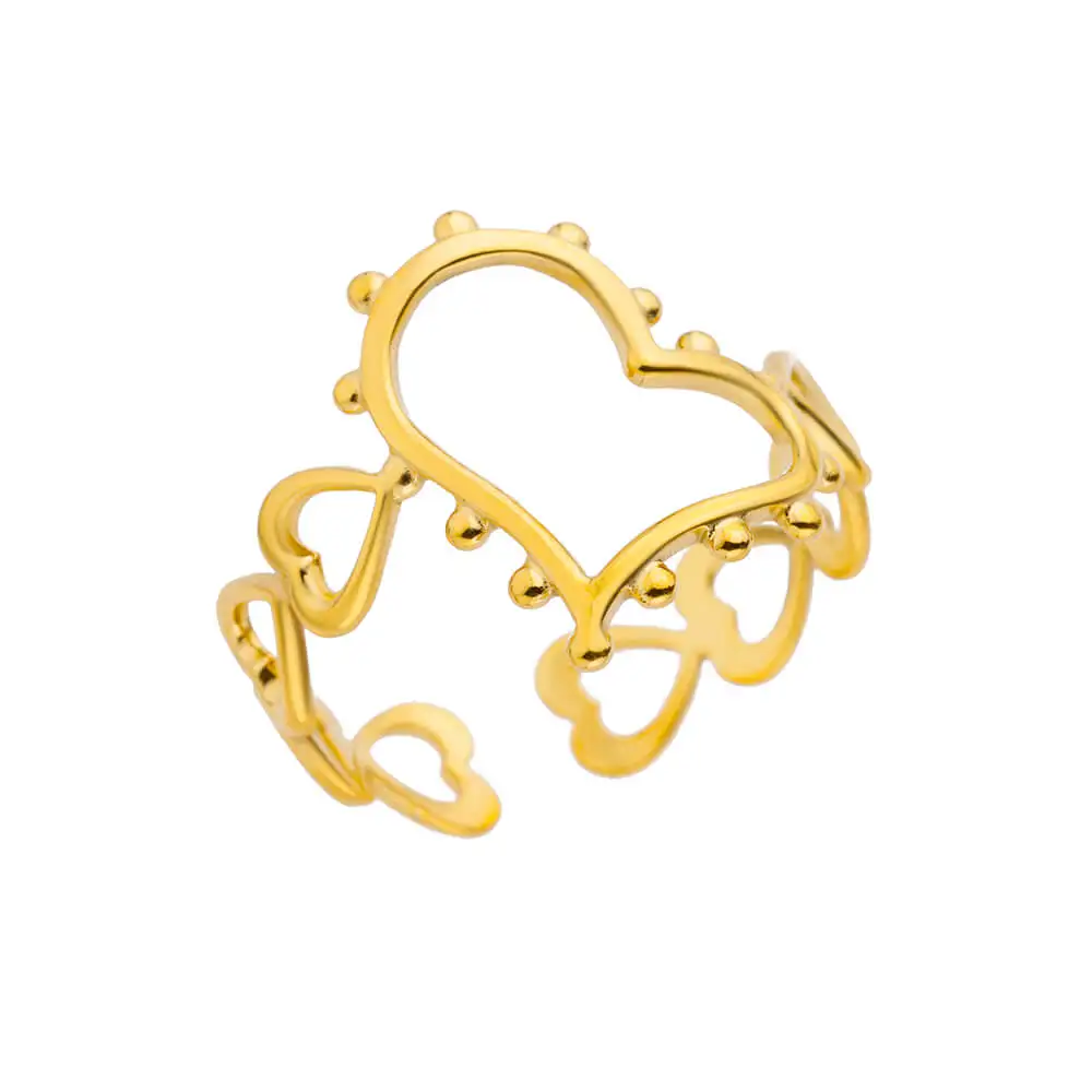 Hollow Heart Rings Stainless Steel Gift