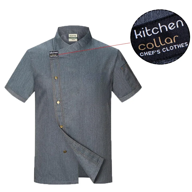 Chef Uniform Men Short Sleeve Kitchen Cook Shirts Unisex Restaurant Bakery Waiter Uniform