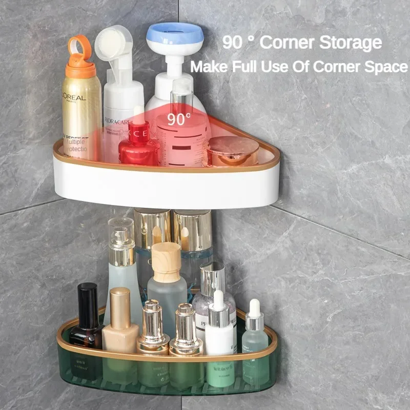 Bathroom Shelf Plastics Shampoo Rack Makeup Storage Organizer Shower Shelf Bathroom Accessories No Drill Wall Corner Shelf 2