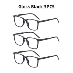 Stylish Unisex Blue Light Blocking Matte Black Eyewear (Gloss Black 3PCS)