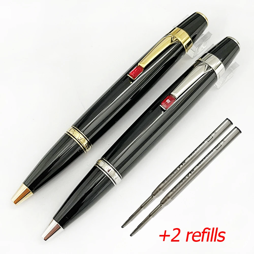 MB MINI Bohemia Luxury Ball Pens With Diamond Clip Random Stone Color Writing Gift With 2 Refills Stationery Office Supplies couple a5 diary with heart lock pu leather notebook school supplies lockable password writing pads girl women gift