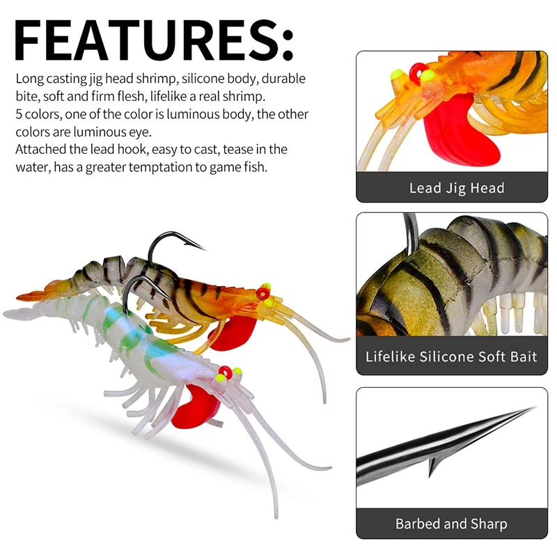 6g 13g 19g Fishing Lures Soft Baits Luminous Saltwater Swimbait Wobbler Shrimp Hooks Artificial Pike Silicone Fishing Lures