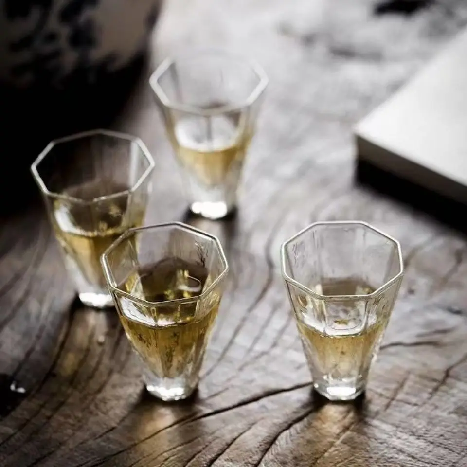 Japanese Style Glass Tea Cup ,Handmade Sake Cup,Bar Whiskey Tasting Glass,Transparent Liquor Drinking Glass,Elegant Cup