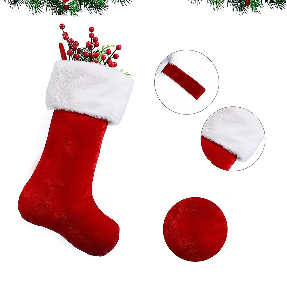 46cm Christmas Socks Hanging Ornaments Merry Christmas Plush Red Cloth Stockings Xmax Gift Packing Sock Christmas 2025