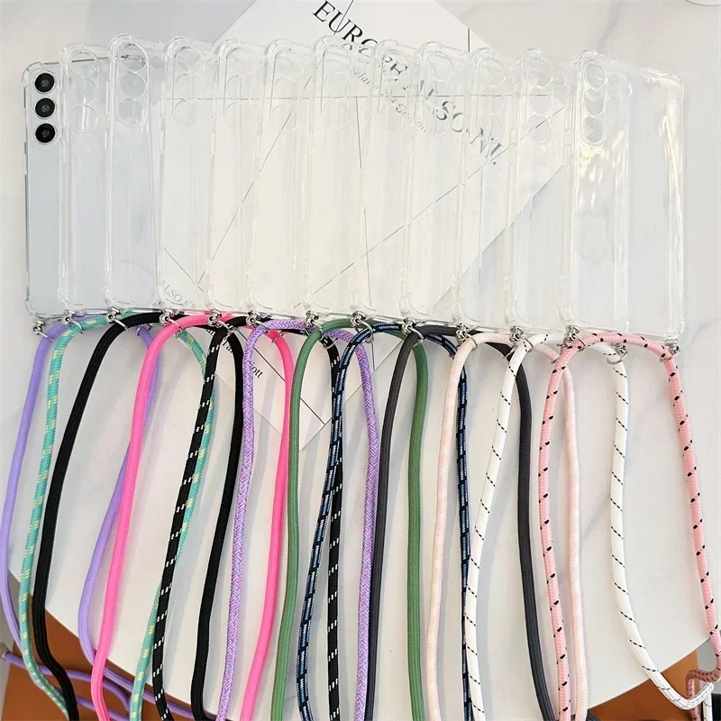 Premium Crossbody Lanyard Clear Protective Case - Shockproof Silicone TPU Cover
