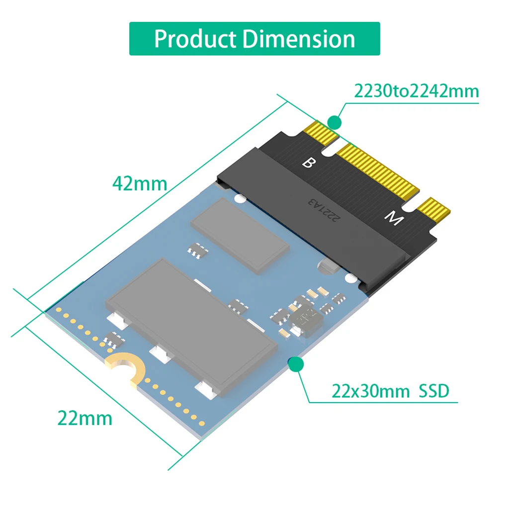 M.2 Expansion Card M.2 for NVME M-Key / M2 SATA B+M Key 2230 to 2242 Extension Adapter Card Converter for ThinkPad X270 X280 T470 T480 L480 T580