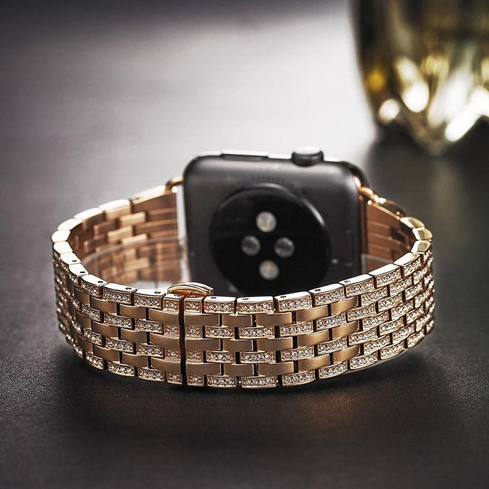 

Bling Diamond Strap For Apple Watch Band 40mm 45mm 44mm 41mm 42mm 38mm Metal Belt For IWatch Series 7 SE 6 5 4 Ladies Bracelet