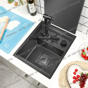 ชุดอุปกรณ์ครัวครบชุดสำหรับรถบ้าน พร้อมอ่างล้างจานแบบซ่อนในตัว, เคาน์เตอร์บาร์สแตนเลส, อ่างล้างมือ, เคาน์เตอร์ครัวแบบเกาะกลางพร้อมช่องใส่ของเดี่ยว 1