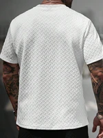 T-shirt jacquard à coupe classique pour homme, manches courtes, décontracté, pour la mode estivale, haut pour homme pour tous les jours 3