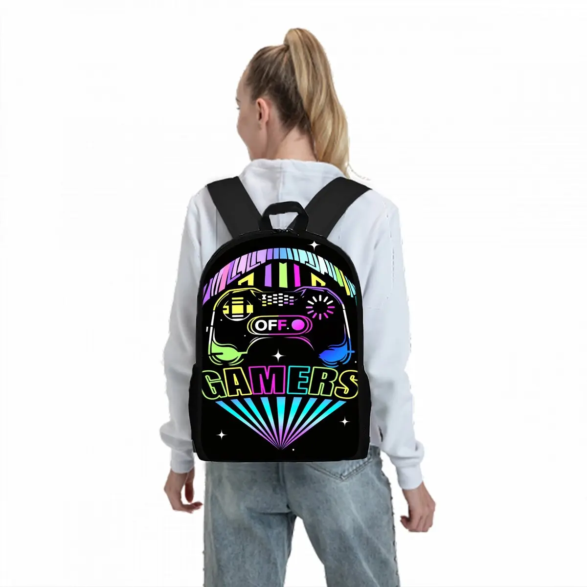 Gamepad cyberpunk backpack side and strap detail view