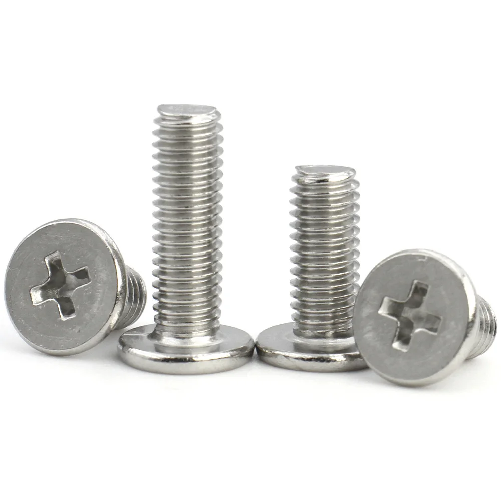 10–100 Stück 304 Edelstahl M1 M1,2 M1,4 M1,6 M2 M2,5 M3 M4 M5 M6 CM Kreuz Phillips Ultradünne Super Low Flachkopfschraube – Detail 10