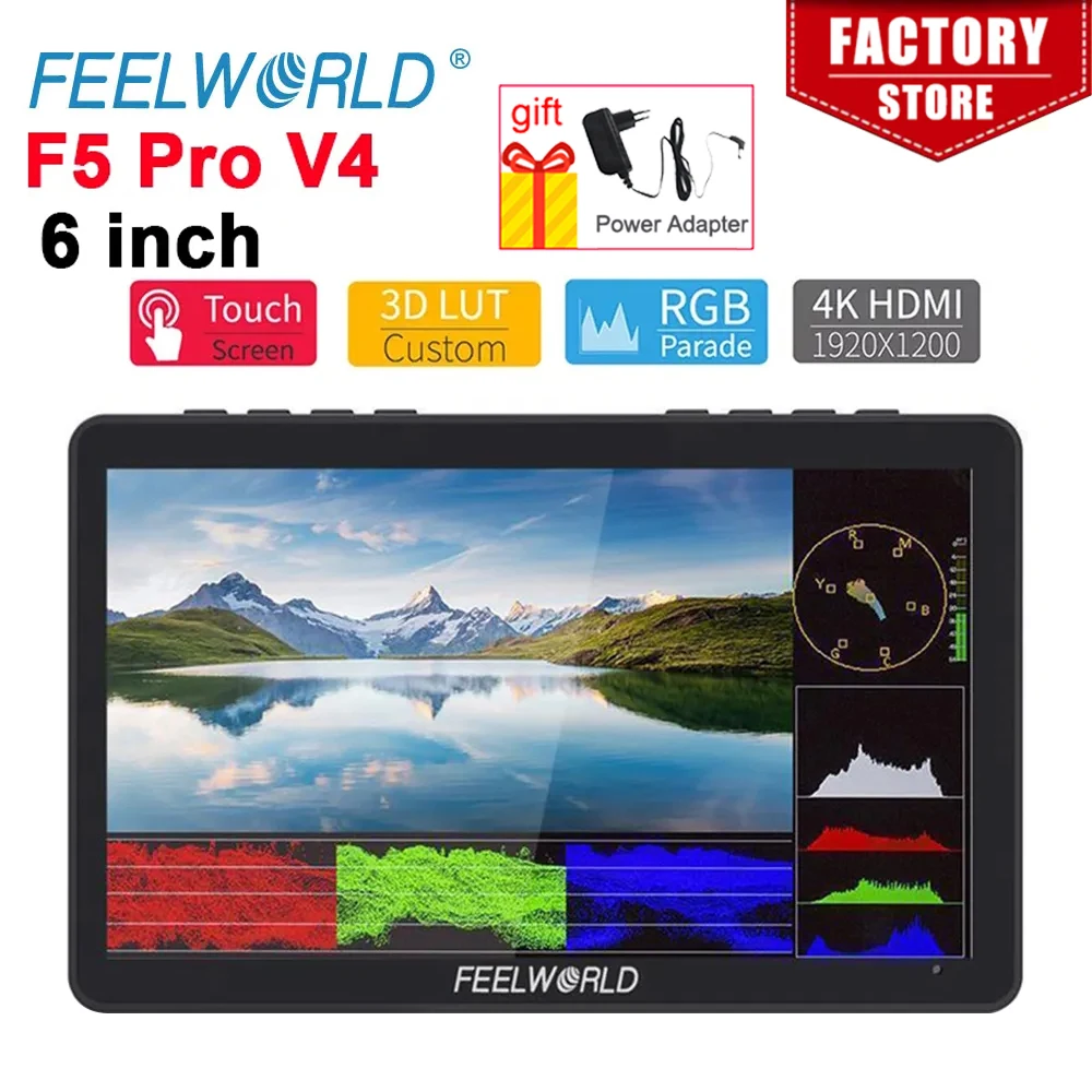 Feelworld F5 Pro V4 Su Monitor Da Campo Per Fotocamera Touch Screen Lcd Da 6 Pollici 3D Lut 4K Telecamera Compatibile Con Hdmi Video Photo Monitor